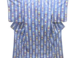 変わり縞模様織出し手織り紬着物